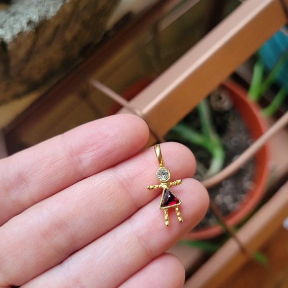 Vintage Red Stone Girl Crystal Charm Pendant - Picture 3 of 5